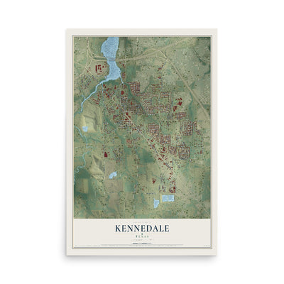 Map of Kennedale, Texas, 12 x 18 inch unframed archival matte print
