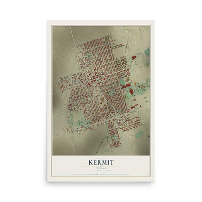 Map of Kermit, Texas, 12 x 18 inch unframed archival matte print