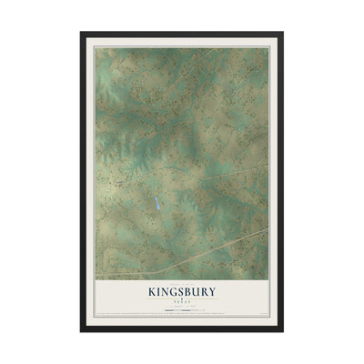 Map of Kingsbury, Texas, 12 x 18 inch print in a black wood frame