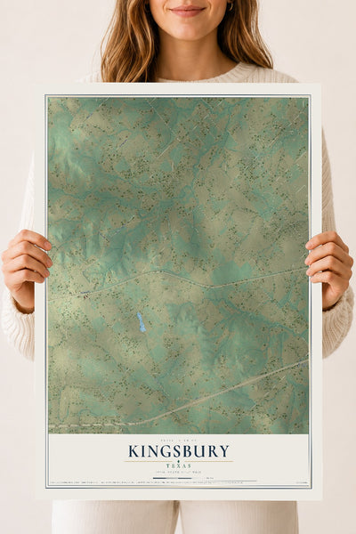 Map of Kingsbury, Texas, 18 x 24 inch unframed archival matte print