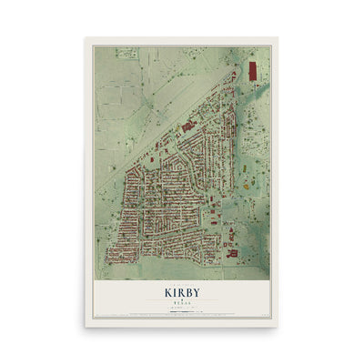Map of Kirby, Texas, 12 x 18 inch unframed archival matte print
