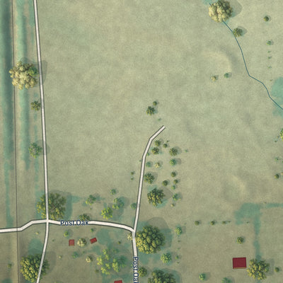 Second close-up of the map of Kirvin, Texas print showing more streets and buildings