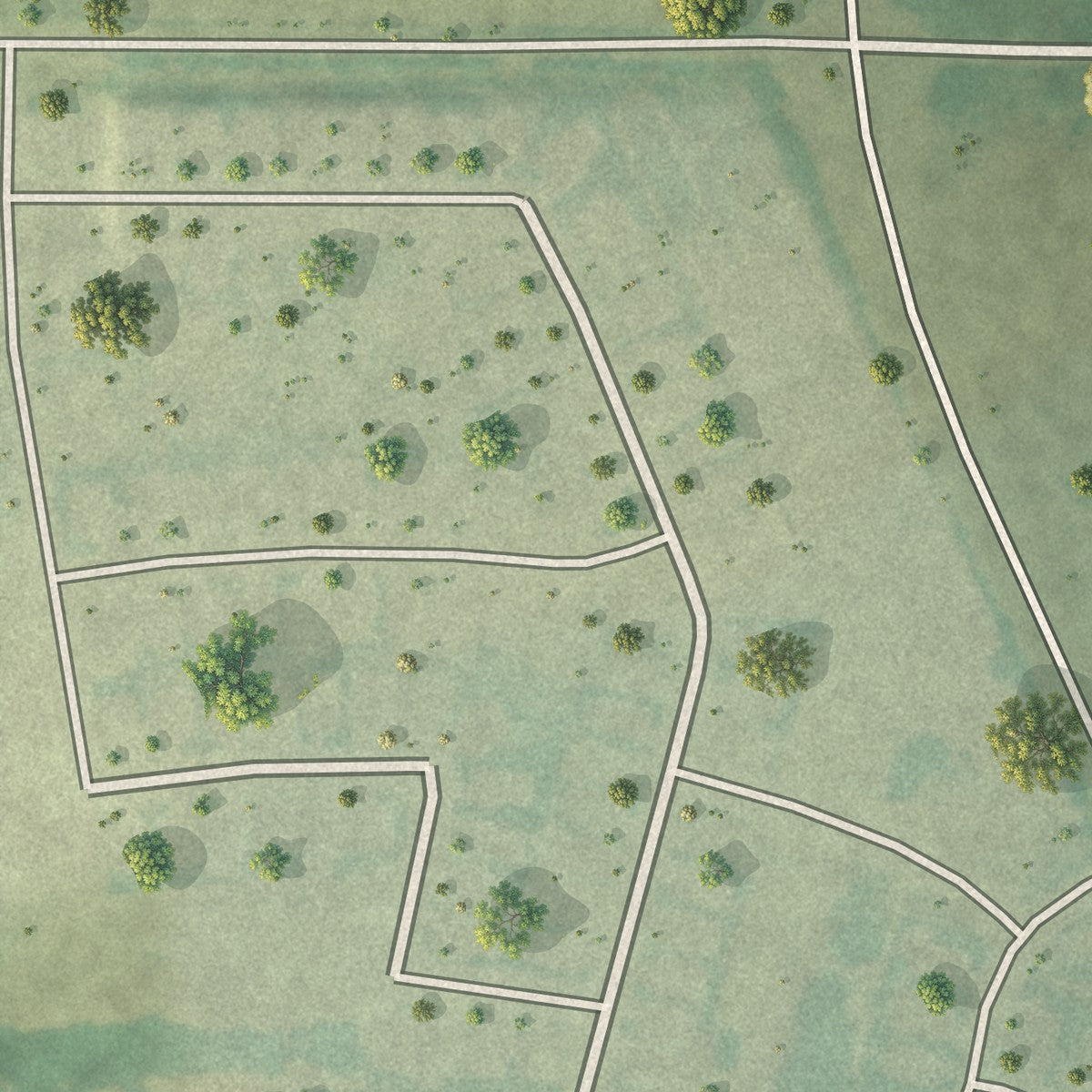Second close-up of the map of Knollwood, Texas print showing more streets and buildings