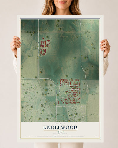 Map of Knollwood, Texas, 24 x 36 inch unframed archival matte print