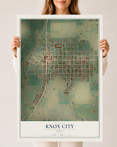 Map of Knox City, Texas, 24 x 36 inch unframed archival matte print