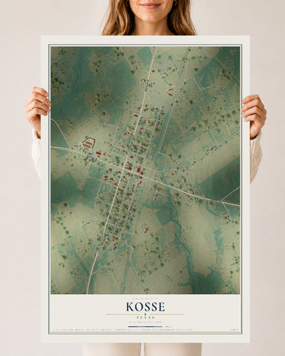 Map of Kosse, Texas, 24 x 36 inch unframed archival matte print