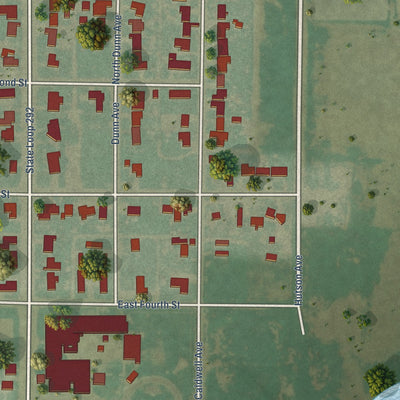 Second close-up of the map of Kress, Texas print showing more streets and buildings