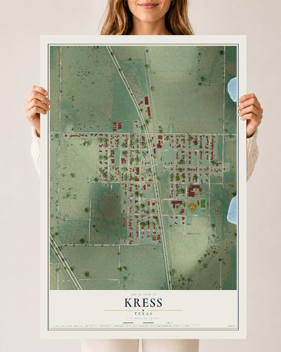 Map of Kress, Texas, 24 x 36 inch unframed archival matte print
