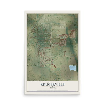 Map of Krugerville, Texas, 12 x 18 inch unframed archival matte print