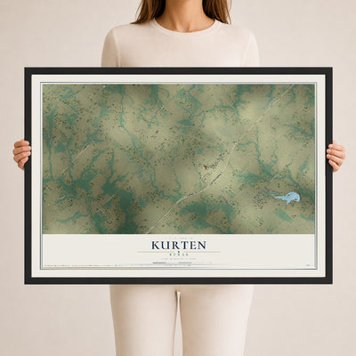 Map of Kurten, Texas, 24 x 36 inch print in a black wood frame