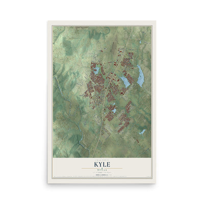 Map of Kyle, Texas, 12 x 18 inch unframed archival matte print