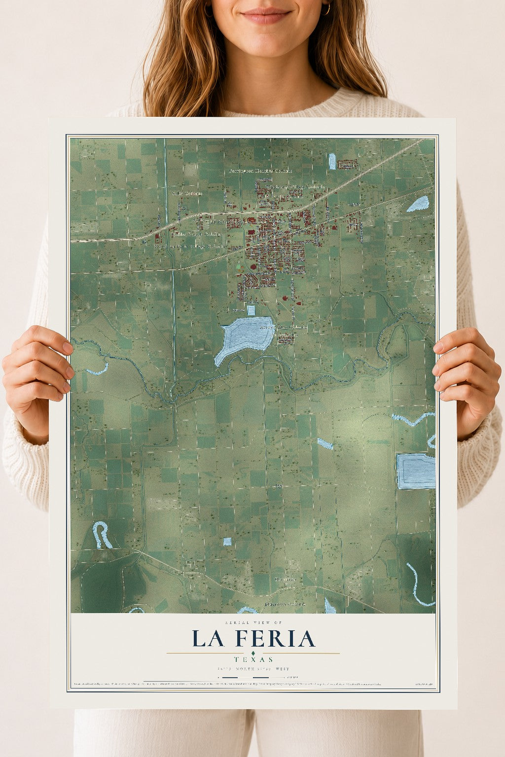 Map of La Feria, Texas, 18 x 24 inch unframed archival matte print
