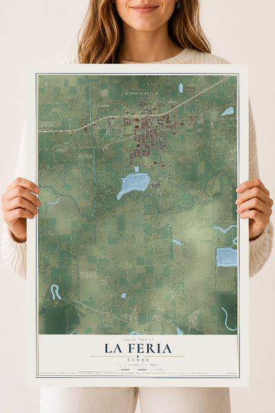 Map of La Feria, Texas, 18 x 24 inch unframed archival matte print
