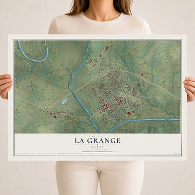 Map of La Grange, Texas, 18 x 24 inch unframed archival matte print