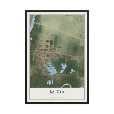 Map of La Joya, Texas, 12 x 18 inch print in a black wood frame