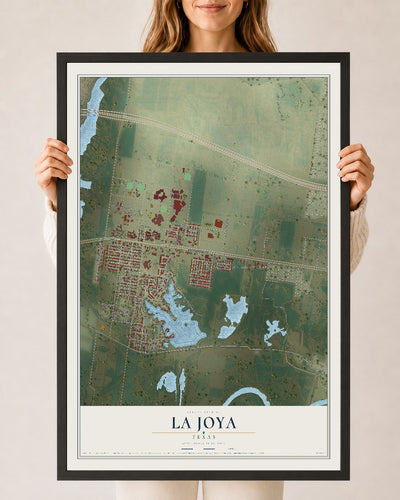 Map of La Joya, Texas, 24 x 36 inch print in a black wood frame