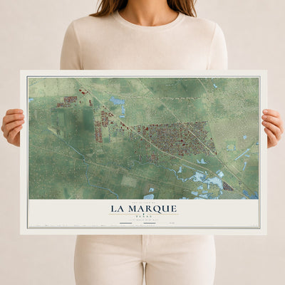 Map of La Marque, Texas, 12 x 18 inch unframed archival matte print