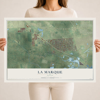 Map of La Marque, Texas, 18 x 24 inch unframed archival matte print