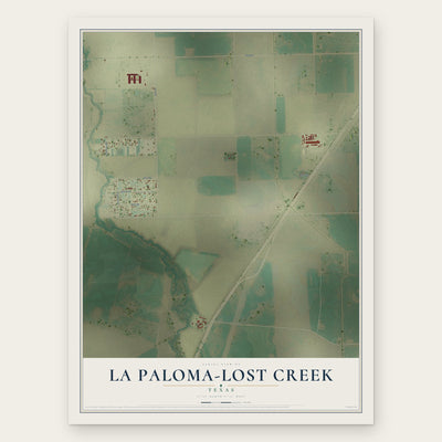 La Paloma-Lost Creek, Texas map print, the full design