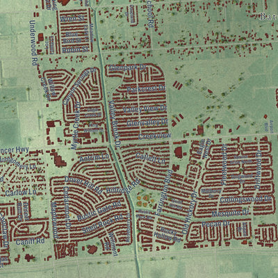 Close-up of the map of La Porte, Texas print showing street and building detail