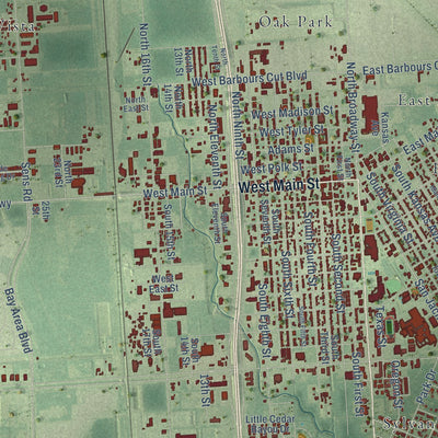 Second close-up of the map of La Porte, Texas print showing more streets and buildings