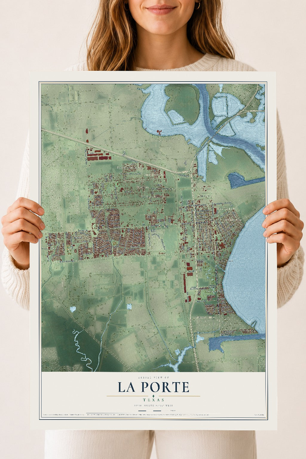 Map of La Porte, Texas, 18 x 24 inch unframed archival matte print