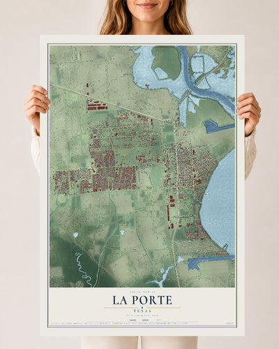 Map of La Porte, Texas, 24 x 36 inch unframed archival matte print