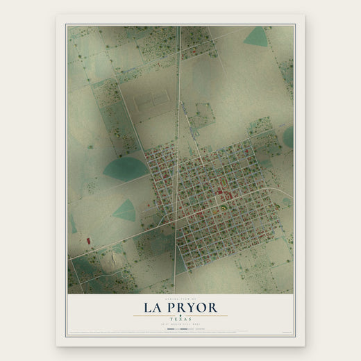 La Pryor, Texas map print, the full design