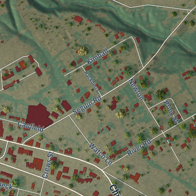 Second close-up of the map of La Vernia, Texas print showing more streets and buildings