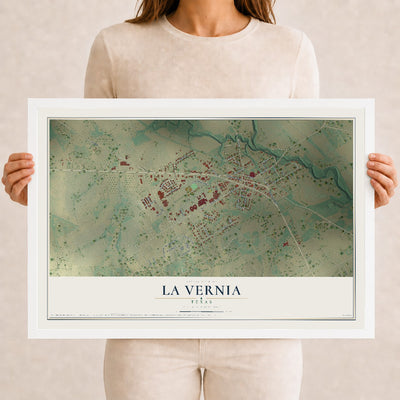 Map of La Vernia, Texas, 12 x 18 inch print in a white wood frame