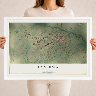 Map of La Vernia, Texas, 18 x 24 inch print in a white wood frame