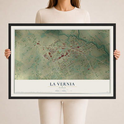 Map of La Vernia, Texas, 24 x 36 inch print in a black wood frame