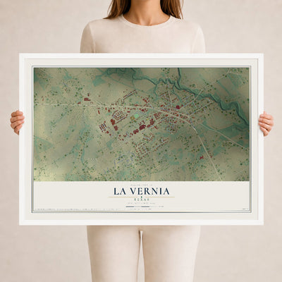 Map of La Vernia, Texas, 24 x 36 inch print in a white wood frame