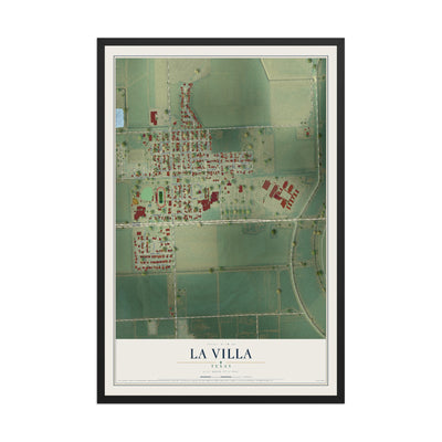 Map of La Villa, Texas, 12 x 18 inch print in a black wood frame
