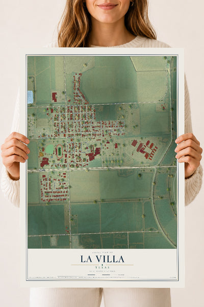 Map of La Villa, Texas, 18 x 24 inch unframed archival matte print