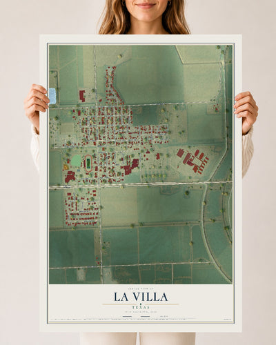 Map of La Villa, Texas, 24 x 36 inch unframed archival matte print