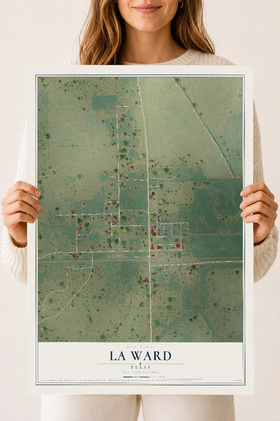 Map of La Ward, Texas, 18 x 24 inch unframed archival matte print