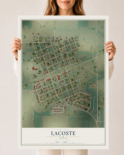 Map of LaCoste, Texas, 24 x 36 inch unframed archival matte print