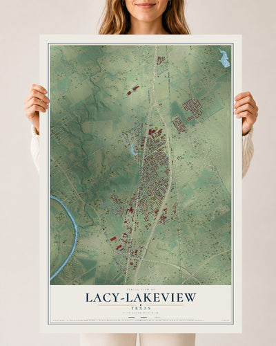 Map of Lacy-Lakeview, Texas, 24 x 36 inch unframed archival matte print
