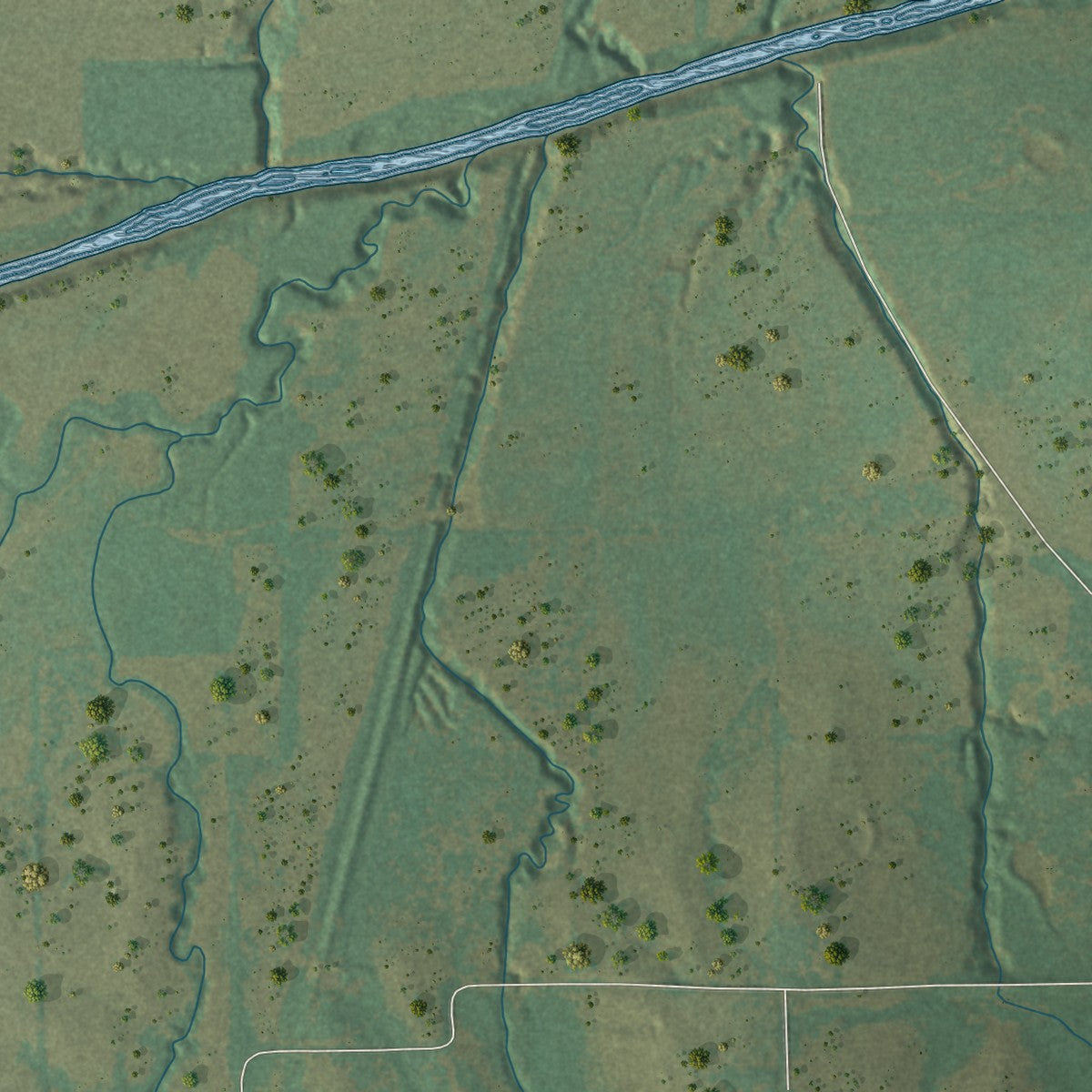 Second close-up of the map of Ladonia, Texas print showing more streets and buildings