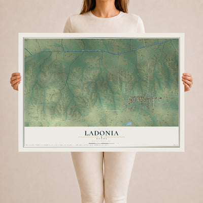 Map of Ladonia, Texas, 24 x 36 inch unframed archival matte print