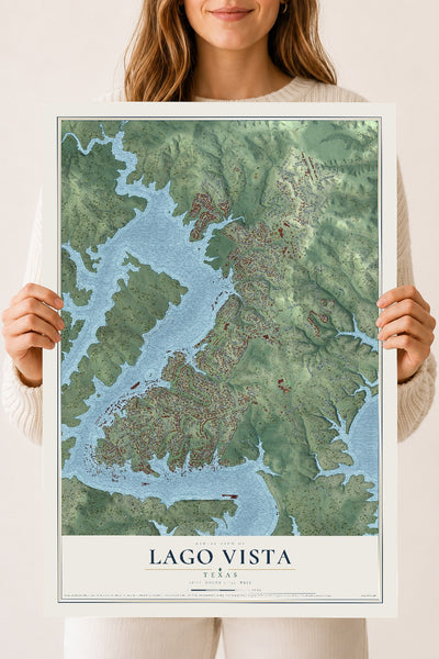 Map of Lago Vista, Texas, 18 x 24 inch unframed archival matte print
