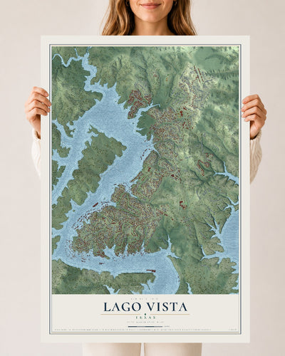 Map of Lago Vista, Texas, 24 x 36 inch unframed archival matte print