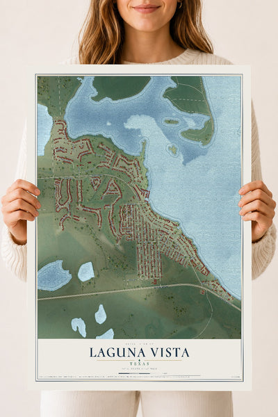 Map of Laguna Vista, Texas, 18 x 24 inch unframed archival matte print
