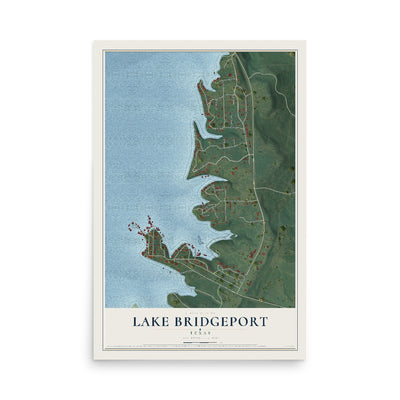 Map of Lake Bridgeport, Texas, 12 x 18 inch unframed archival matte print