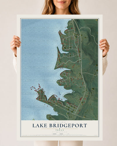 Map of Lake Bridgeport, Texas, 24 x 36 inch unframed archival matte print