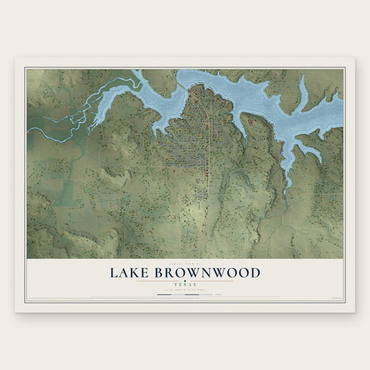 Lake Brownwood, Texas map print, the full design