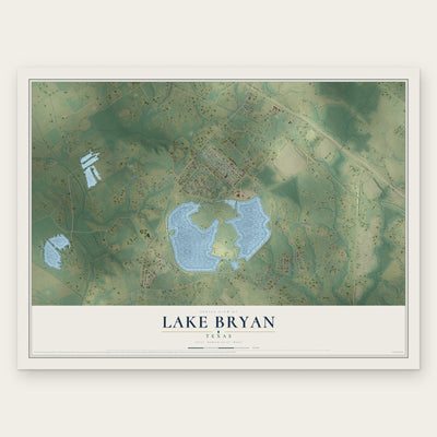 Lake Bryan, Texas map print, the full design