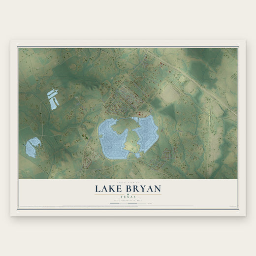 Lake Bryan, Texas map print, the full design