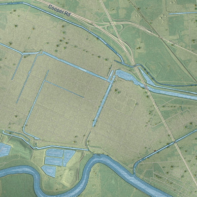 Second close-up of the map of Lake Jackson, Texas print showing more streets and buildings
